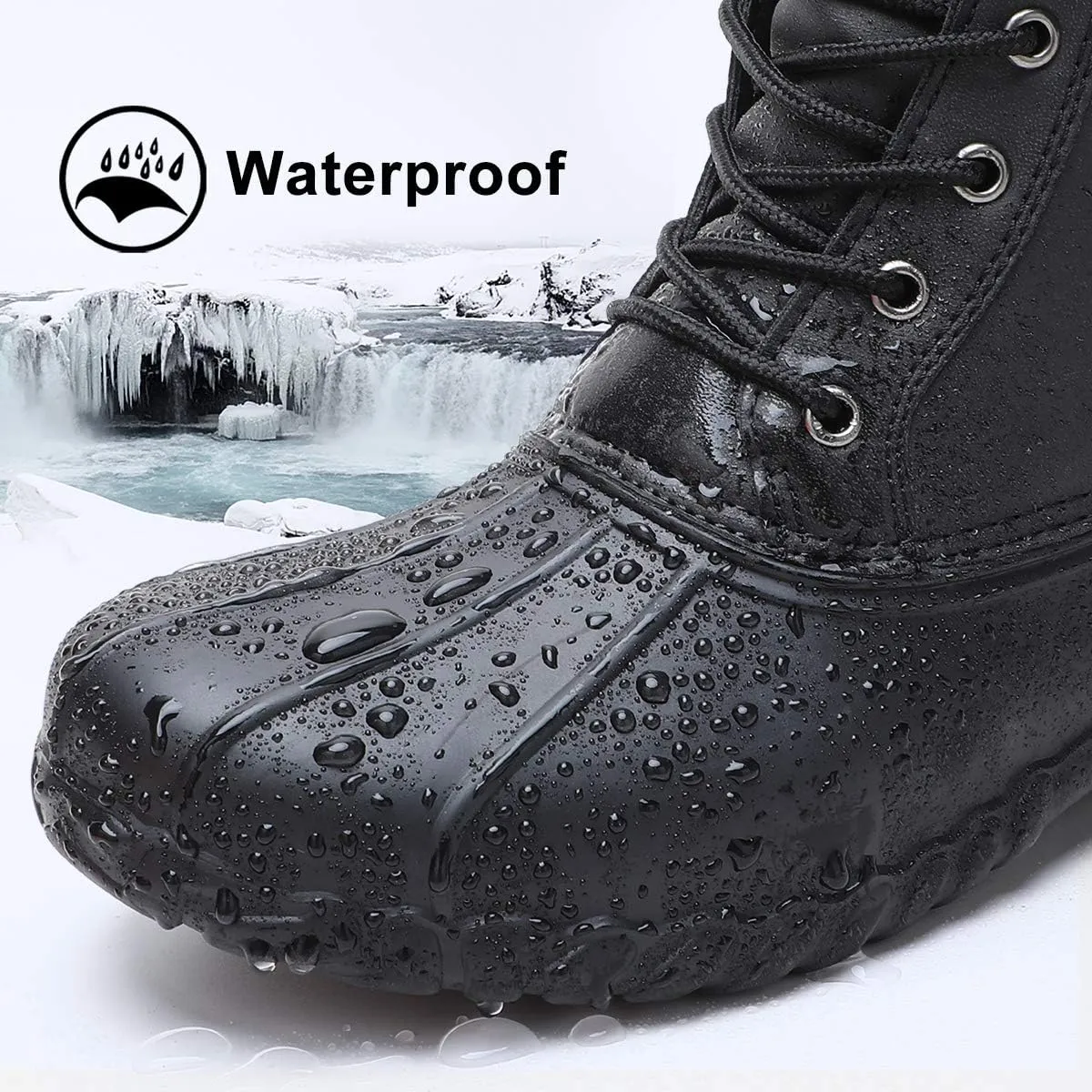 ALEADER Mens Duck Boot | Waterproof Shell | Fur Lined Insulated Winter Snow Boot