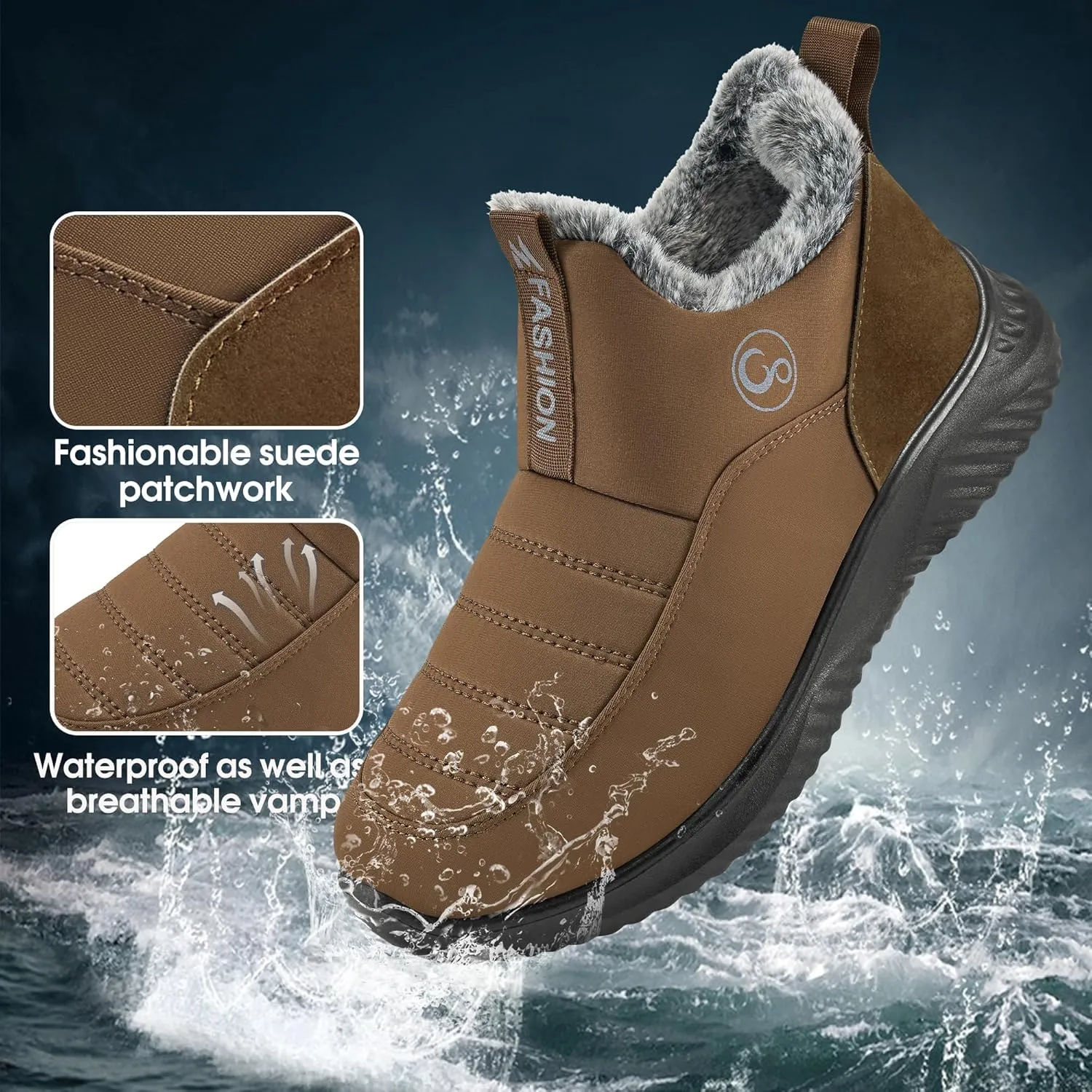 Alicegana Womens Snow Boots Winter Shoes Warm Fur Lined Ankle Booties Slip On Waterproof Boots Non Slip Women Boot
