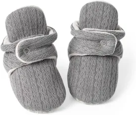 Babelvit Newborn Baby Boy Girl Soft Fleece Booties Stay On Infant Slippers Socks Shoe Non Skid Gripper Toddler First Walkers Winter Ankle Crib Shoes