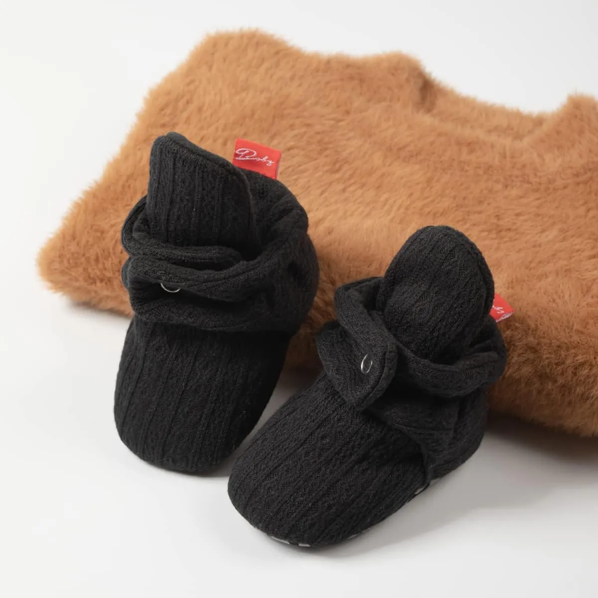 Babelvit Newborn Baby Boy Girl Soft Fleece Booties Stay On Infant Slippers Socks Shoe Non Skid Gripper Toddler First Walkers Winter Ankle Crib Shoes