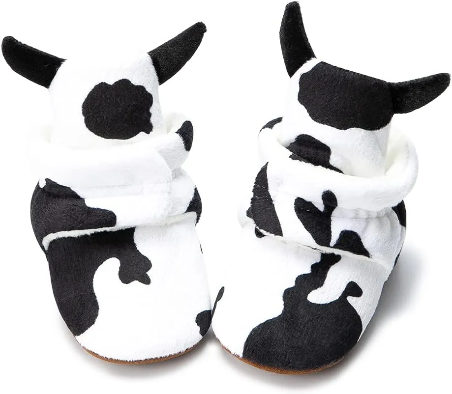 Babelvit Newborn Baby Boy Girl Soft Fleece Booties Stay On Infant Slippers Socks Shoe Non Skid Gripper Toddler First Walkers Winter Ankle Crib Shoes