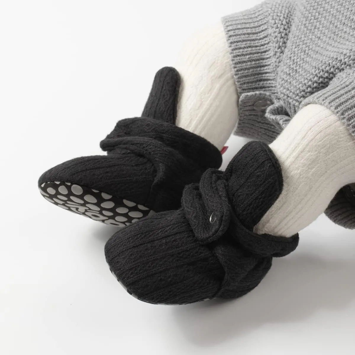 Babelvit Newborn Baby Boy Girl Soft Fleece Booties Stay On Infant Slippers Socks Shoe Non Skid Gripper Toddler First Walkers Winter Ankle Crib Shoes