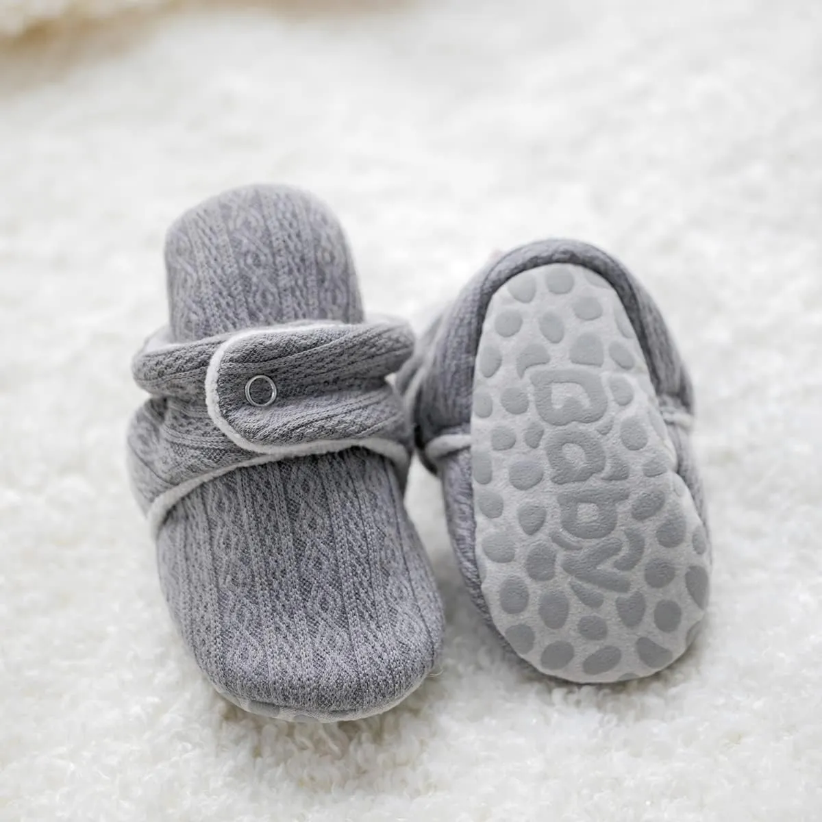 Babelvit Newborn Baby Boy Girl Soft Fleece Booties Stay On Infant Slippers Socks Shoe Non Skid Gripper Toddler First Walkers Winter Ankle Crib Shoes