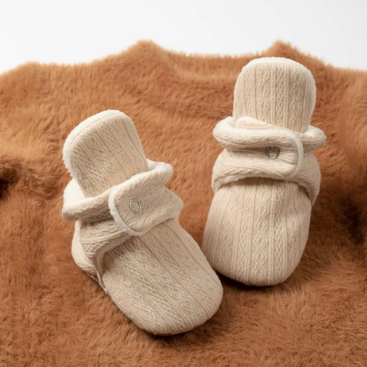 Babelvit Newborn Baby Boy Girl Soft Fleece Booties Stay On Infant Slippers Socks Shoe Non Skid Gripper Toddler First Walkers Winter Ankle Crib Shoes