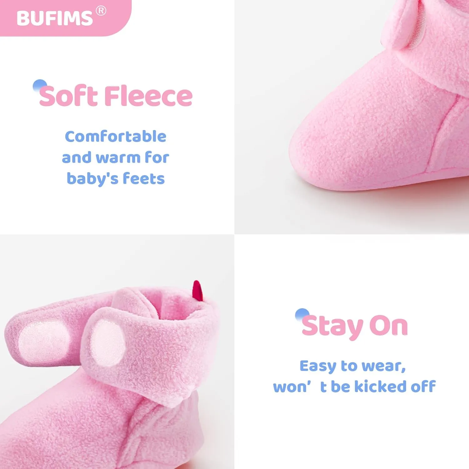 Baby Fleece Booties Newborn Unisex Booties Non-Slip Newborn Infant First Walkers Warm Shoes House Slippers for Baby Boys & Baby Girls Toddlers