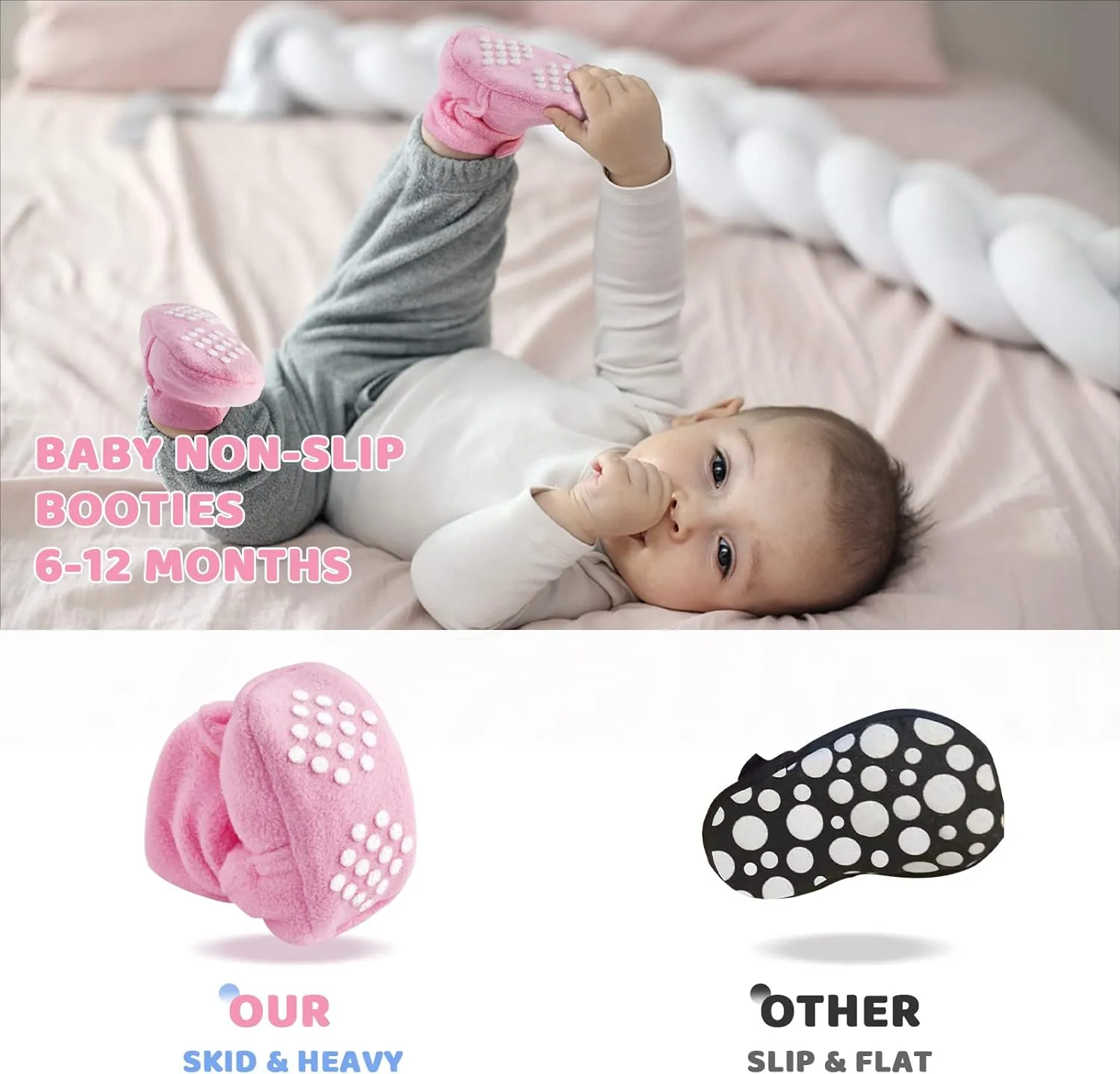 Baby Fleece Booties Newborn Unisex Booties Non-Slip Newborn Infant First Walkers Warm Shoes House Slippers for Baby Boys & Baby Girls Toddlers