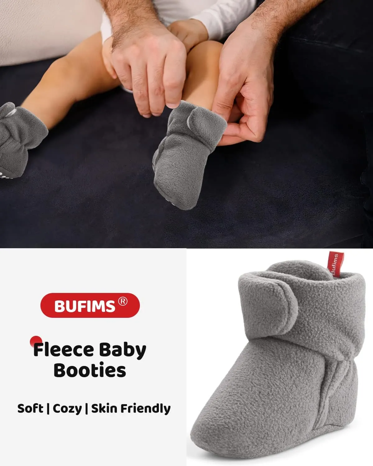 Baby Fleece Booties Newborn Unisex Booties Non-Slip Newborn Infant First Walkers Warm Shoes House Slippers for Baby Boys & Baby Girls Toddlers