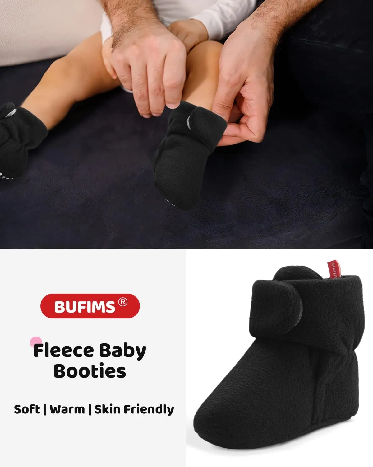 Baby Fleece Booties Newborn Unisex Booties Non-Slip Newborn Infant First Walkers Warm Shoes House Slippers for Baby Boys & Baby Girls Toddlers
