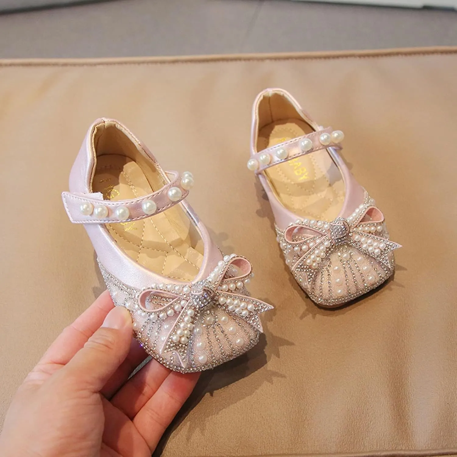 Baby Girl Shoes Non Slip Soft Sole PU Leather Girl Slip-on Ballet Flat Party School Shoe Wedding Baby Booties