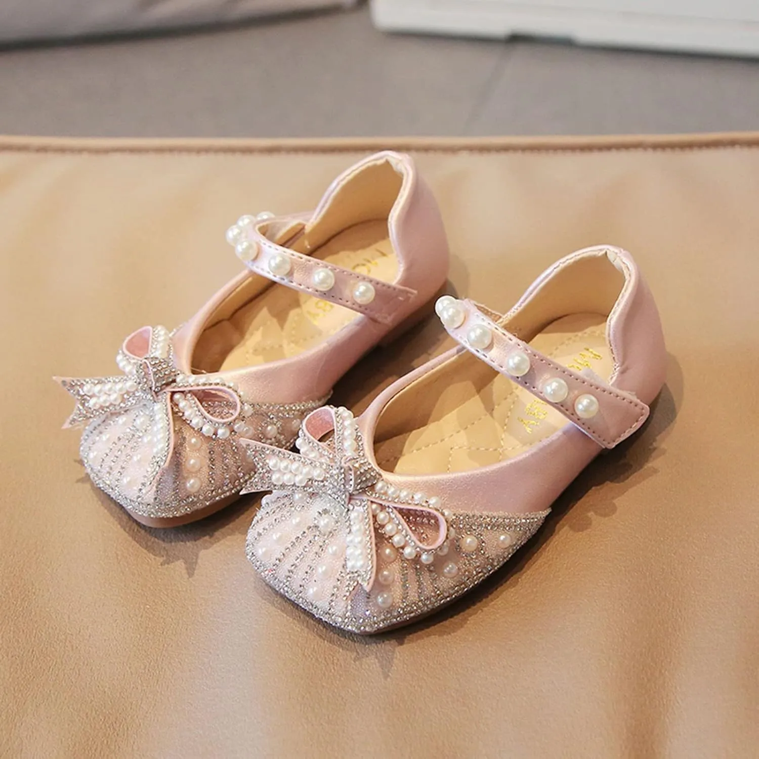 Baby Girl Shoes Non Slip Soft Sole PU Leather Girl Slip-on Ballet Flat Party School Shoe Wedding Baby Booties