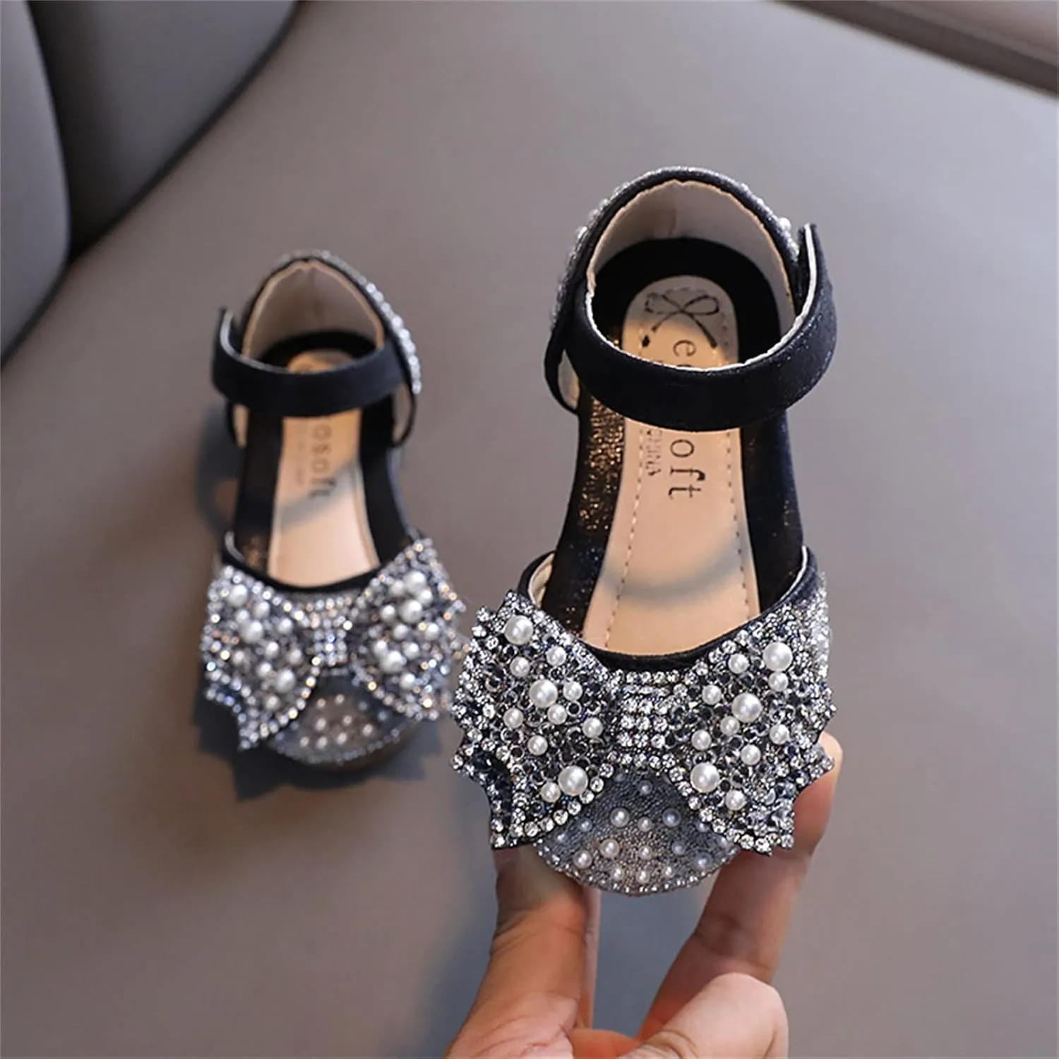 Baby Girls Premium Mary Jane Flats Rubber Sole Moccasins Rubber Sole Mary Jane Crib Shoes Baby Special Occasion Shoes