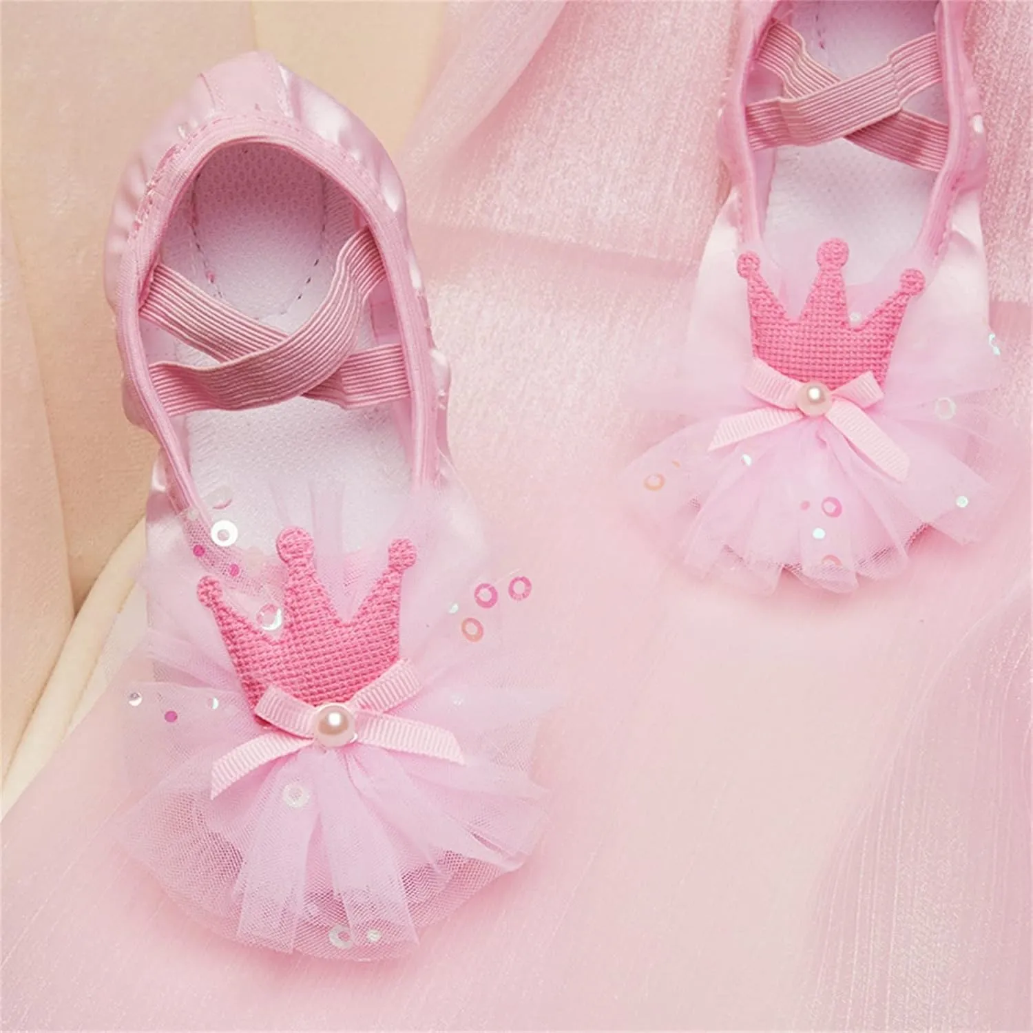 Baby Mary Jane Flats Princess Christening Baptism Premium Non Slip Soft Rubber Sole Crib Sneaker for Baptism/Crawling