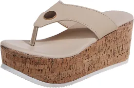 Beach Sandals for Women Summer Casual Wedge Thong Sandal Slip On Platform Flip Flops Comfortable Walking Shoes