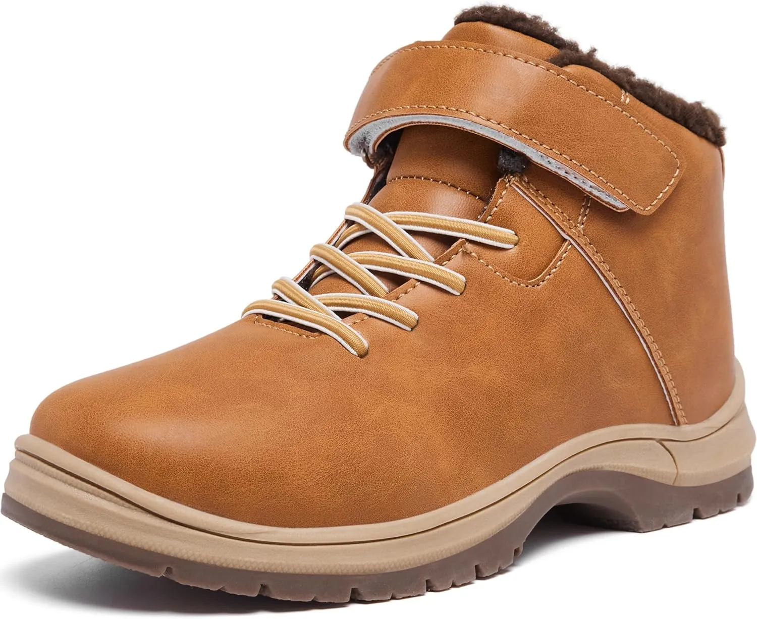 Boys Snow Boots Warm Fur Lined Non Slip Winter Shoes Lightweight Water Resistant Hiking Boot