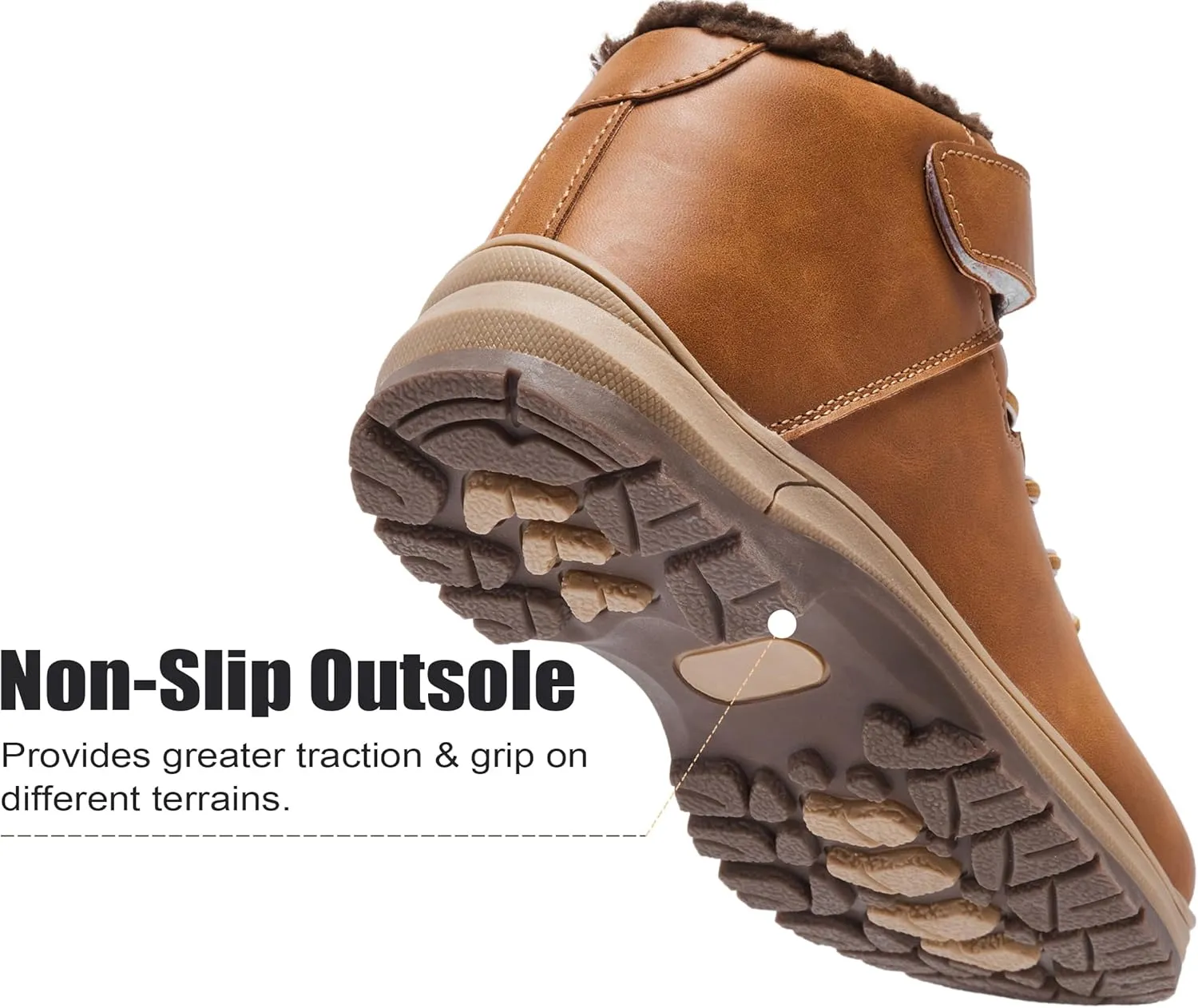 Boys Snow Boots Warm Fur Lined Non Slip Winter Shoes Lightweight Water Resistant Hiking Boot