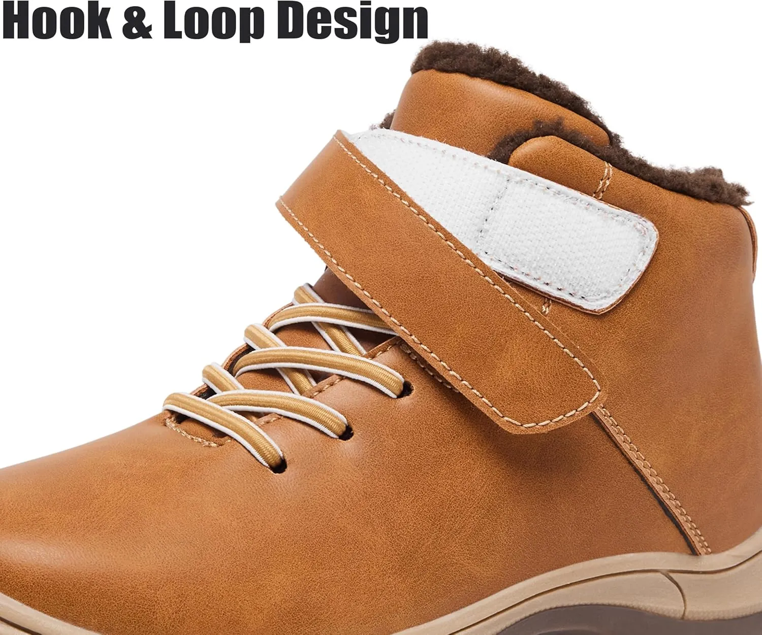 Boys Snow Boots Warm Fur Lined Non Slip Winter Shoes Lightweight Water Resistant Hiking Boot