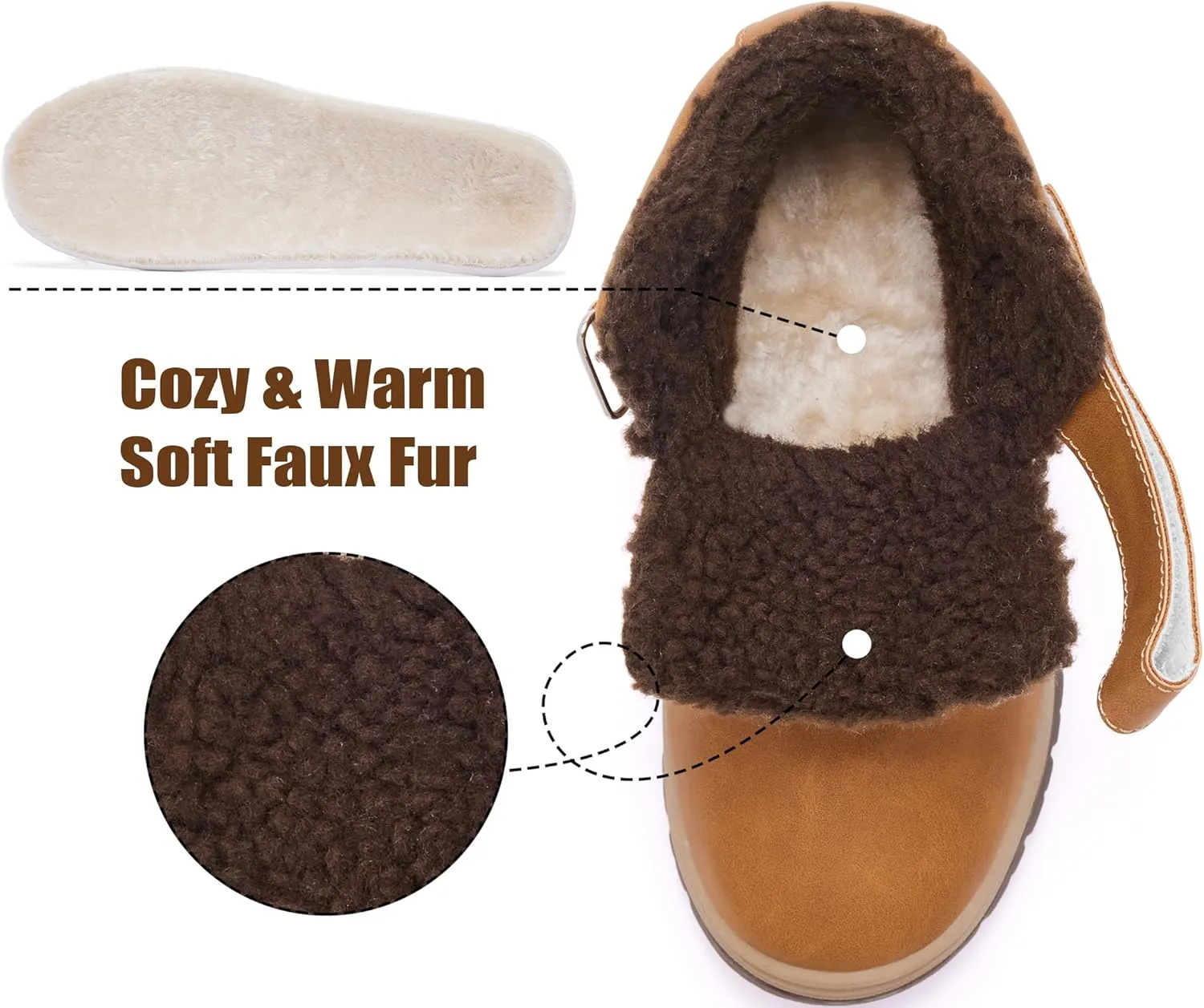 Boys Snow Boots Warm Fur Lined Non Slip Winter Shoes Lightweight Water Resistant Hiking Boot