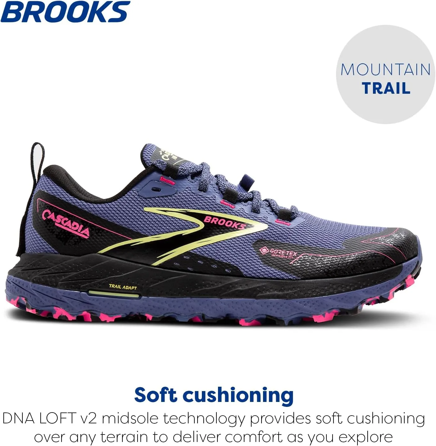 Brooks Womens Cascadia 18 GTX Waterproof Mountain Trail Running Shoe