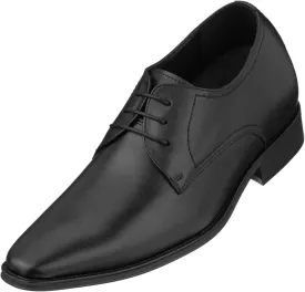 CALTO Men's Invisible Height Increasing Elevator Shoes - Black Premium Leather Lace-up Formal Derby Oxfords - 2.8 Inches Taller - Y5011 - Size 7.5 D(M) US