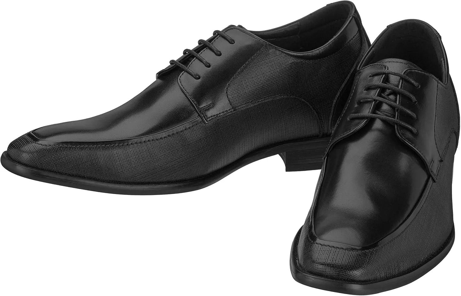 CALTO Men's Invisible Height Increasing Elevator Shoes - Black Premium Leather Lace-up Formal Derby Oxfords - 3 Inches Taller - Y5032 - Size 9 D(M) US