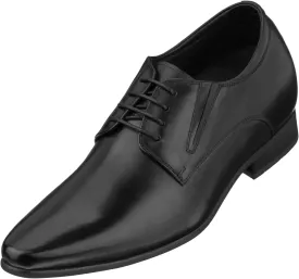 CALTO Men's Invisible Height Increasing Elevator Shoes - Black Premium Leather Lace-up Formal Derby Oxfords - 3 Inches Taller - Y5051 - Size 11 D(M) US