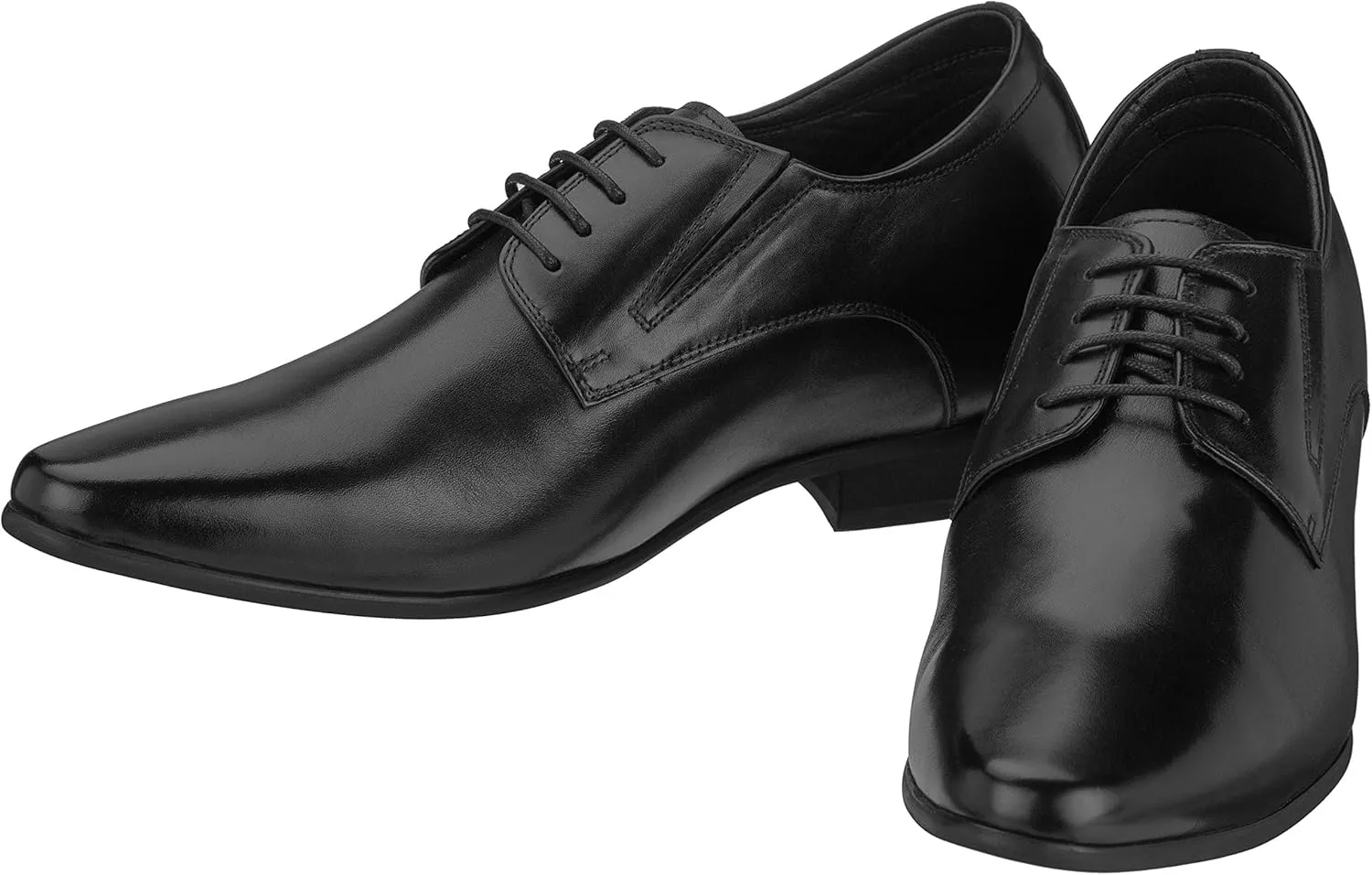 CALTO Men's Invisible Height Increasing Elevator Shoes - Black Premium Leather Lace-up Formal Derby Oxfords - 3 Inches Taller - Y5051 - Size 11 D(M) US