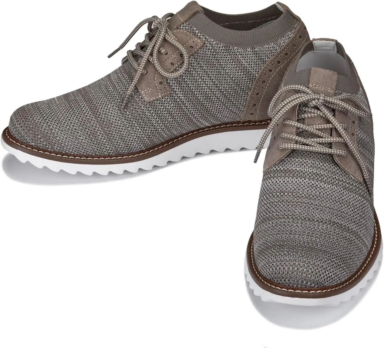 CALTO Men's Invisible Height Increasing Elevator Shoes - Camel Brown Lightweight Lace-up Casual Derby - 3.2 Inches Taller - J1506 - Size 12 D(M) US