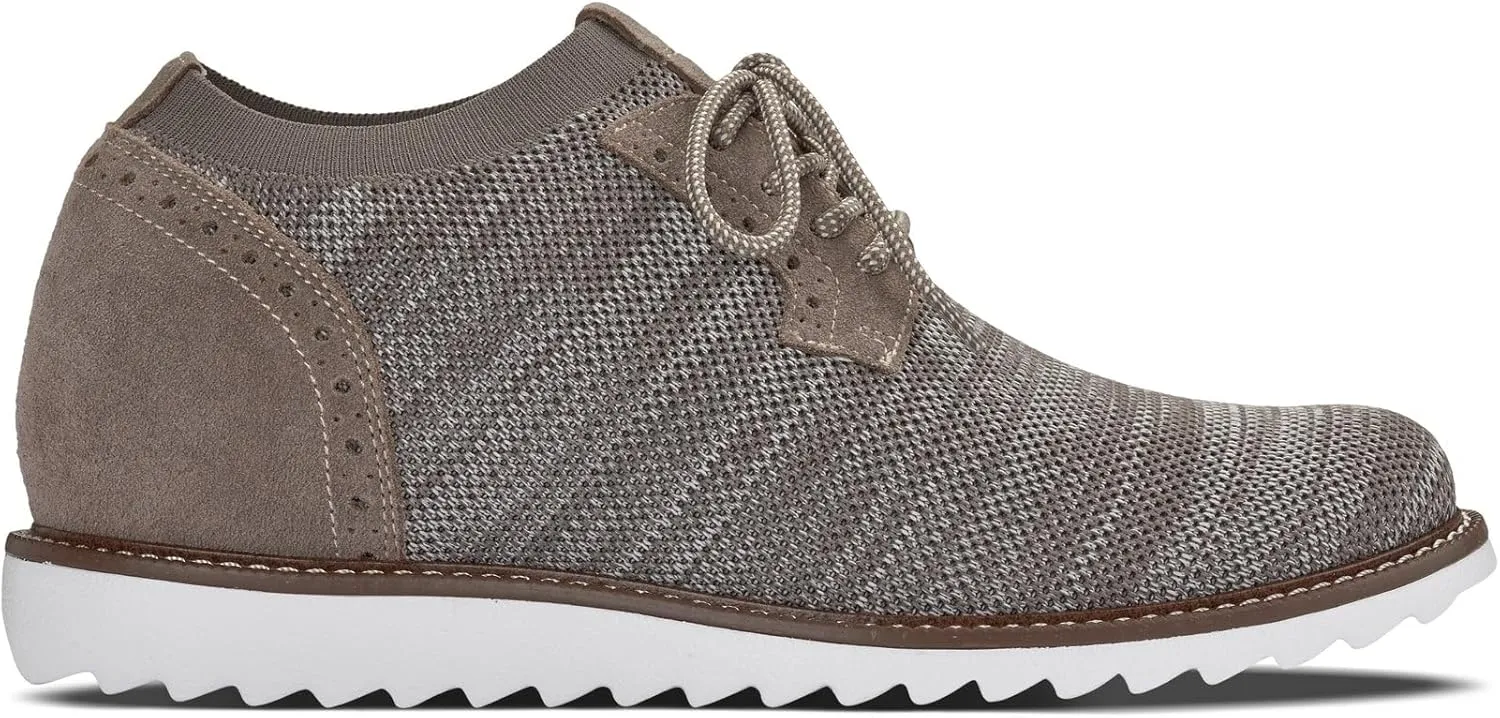 CALTO Men's Invisible Height Increasing Elevator Shoes - Camel Brown Lightweight Lace-up Casual Derby - 3.2 Inches Taller - J1506 - Size 12 D(M) US