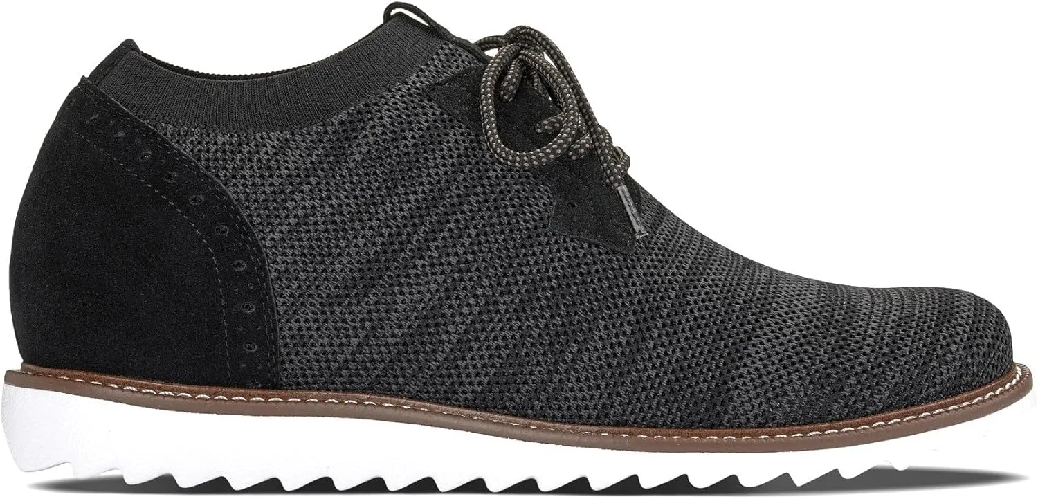 CALTO Men's Invisible Height Increasing Elevator Shoes - Charcoal Grey Lightweight Lace-up Casual Derby - 3.2 Inches Taller - J1504 - Size 9.5 D(M) US
