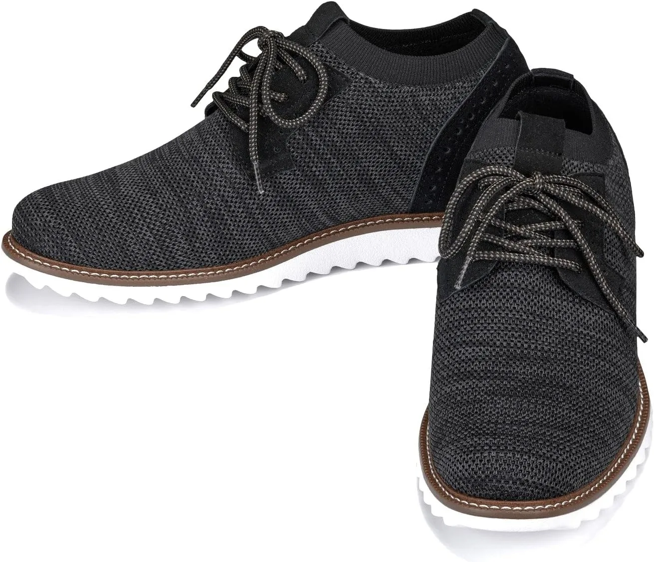 CALTO Men's Invisible Height Increasing Elevator Shoes - Charcoal Grey Lightweight Lace-up Casual Derby - 3.2 Inches Taller - J1504 - Size 9.5 D(M) US
