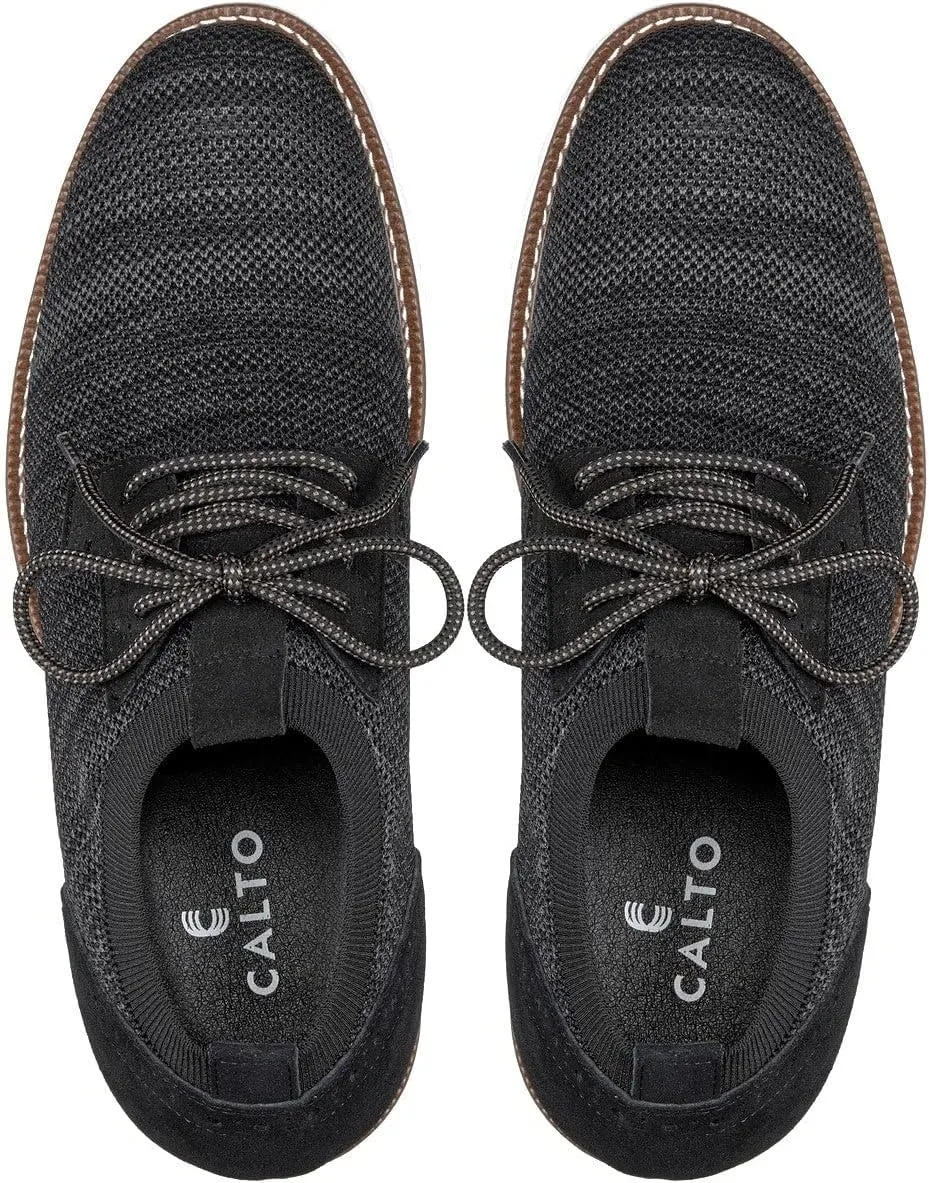 CALTO Men's Invisible Height Increasing Elevator Shoes - Charcoal Grey Lightweight Lace-up Casual Derby - 3.2 Inches Taller - J1504 - Size 9.5 D(M) US