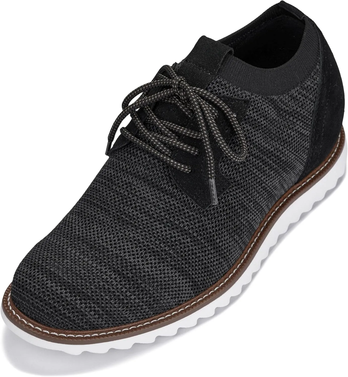 CALTO Men's Invisible Height Increasing Elevator Shoes - Charcoal Grey Lightweight Lace-up Casual Derby - 3.2 Inches Taller - J1504 - Size 9.5 D(M) US
