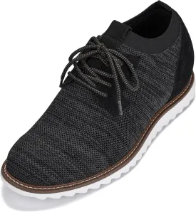 CALTO Men's Invisible Height Increasing Elevator Shoes - Charcoal Grey Lightweight Lace-up Casual Derby - 3.2 Inches Taller - J1504 - Size 9.5 D(M) US