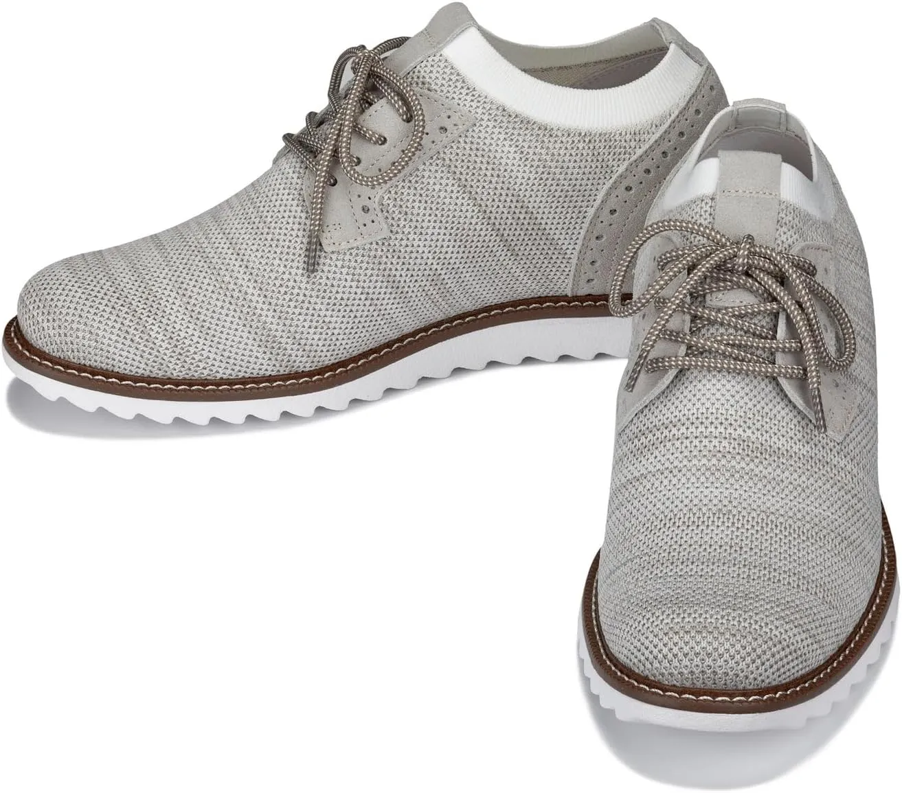CALTO Men's Invisible Height Increasing Elevator Shoes - Cream Lightweight Lace-up Casual Derby - 3.2 Inches Taller - J1505 - Size 9.5 D(M) US