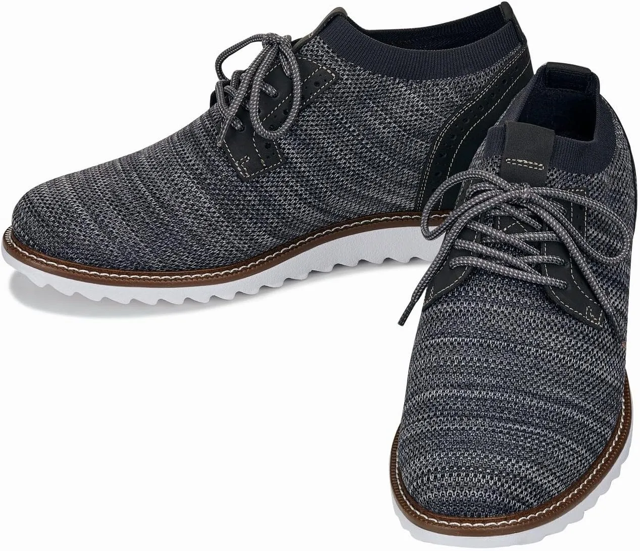 CALTO Men's Invisible Height Increasing Elevator Shoes - Grey Lightweight Lace-up Casual Derby - 3.2 Inches Taller - J1503 - Size 12 D(M) US