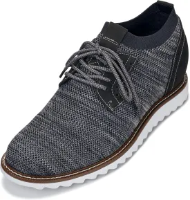 CALTO Men's Invisible Height Increasing Elevator Shoes - Grey Lightweight Lace-up Casual Derby - 3.2 Inches Taller - J1503 - Size 12 D(M) US