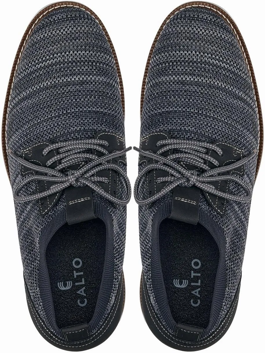 CALTO Men's Invisible Height Increasing Elevator Shoes - Grey Lightweight Lace-up Casual Derby - 3.2 Inches Taller - J1503 - Size 12 D(M) US