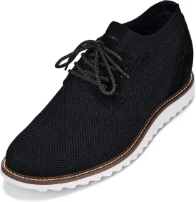 CALTO Men's Invisible Height Increasing Elevator Shoes - Noir Black Lightweight Lace-up Casual Derby - 3.2 Inches Taller - J1502 - Size 12 D(M) US