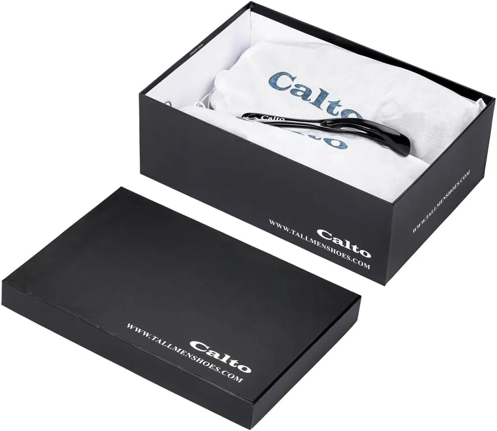 CALTO Men's Invisible Height Increasing Elevator Shoes - Noir Black Lightweight Lace-up Casual Derby - 3.2 Inches Taller - J1502 - Size 12 D(M) US