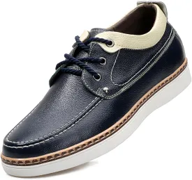 CERYTHRINA Men's Invisible Height Increasing Elevator Shoes Fashion Lace-up Leather Oxford Sports Shoes Casual Dress Shoes