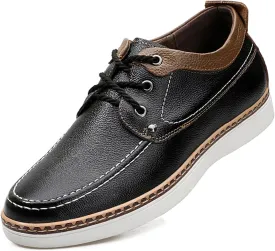CERYTHRINA Men's Invisible Height Increasing Elevator Shoes Fashion Lace-up Leather Oxford Sports Shoes Casual Dress Shoes