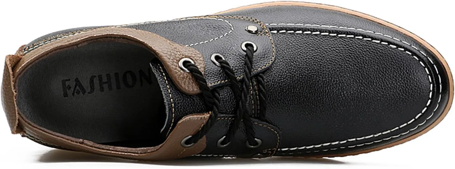 CERYTHRINA Men's Invisible Height Increasing Elevator Shoes Fashion Lace-up Leather Oxford Sports Shoes Casual Dress Shoes