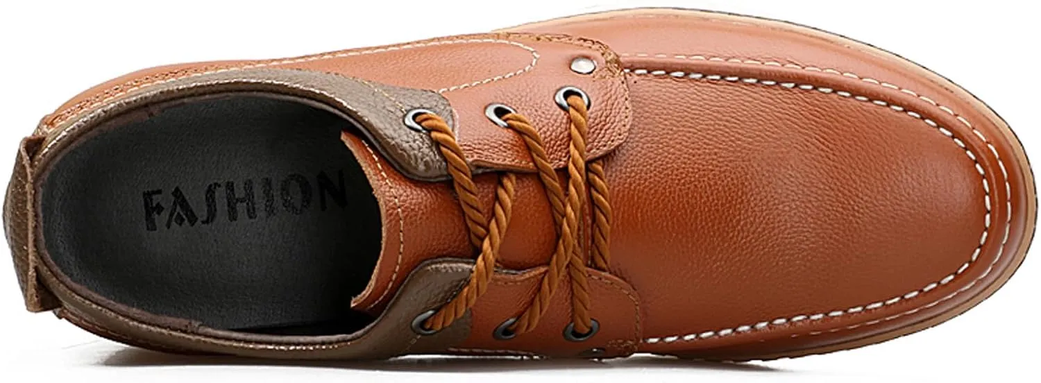 CERYTHRINA Men's Invisible Height Increasing Elevator Shoes Fashion Lace-up Leather Oxford Sports Shoes Casual Dress Shoes