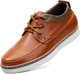 CERYTHRINA Men's Invisible Height Increasing Elevator Shoes Fashion Lace-up Leather Oxford Sports Shoes Casual Dress Shoes
