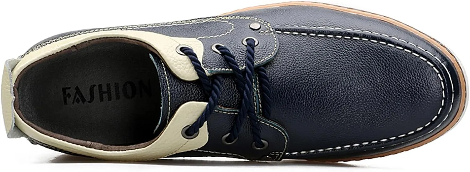 CERYTHRINA Men's Invisible Height Increasing Elevator Shoes Fashion Lace-up Leather Oxford Sports Shoes Casual Dress Shoes