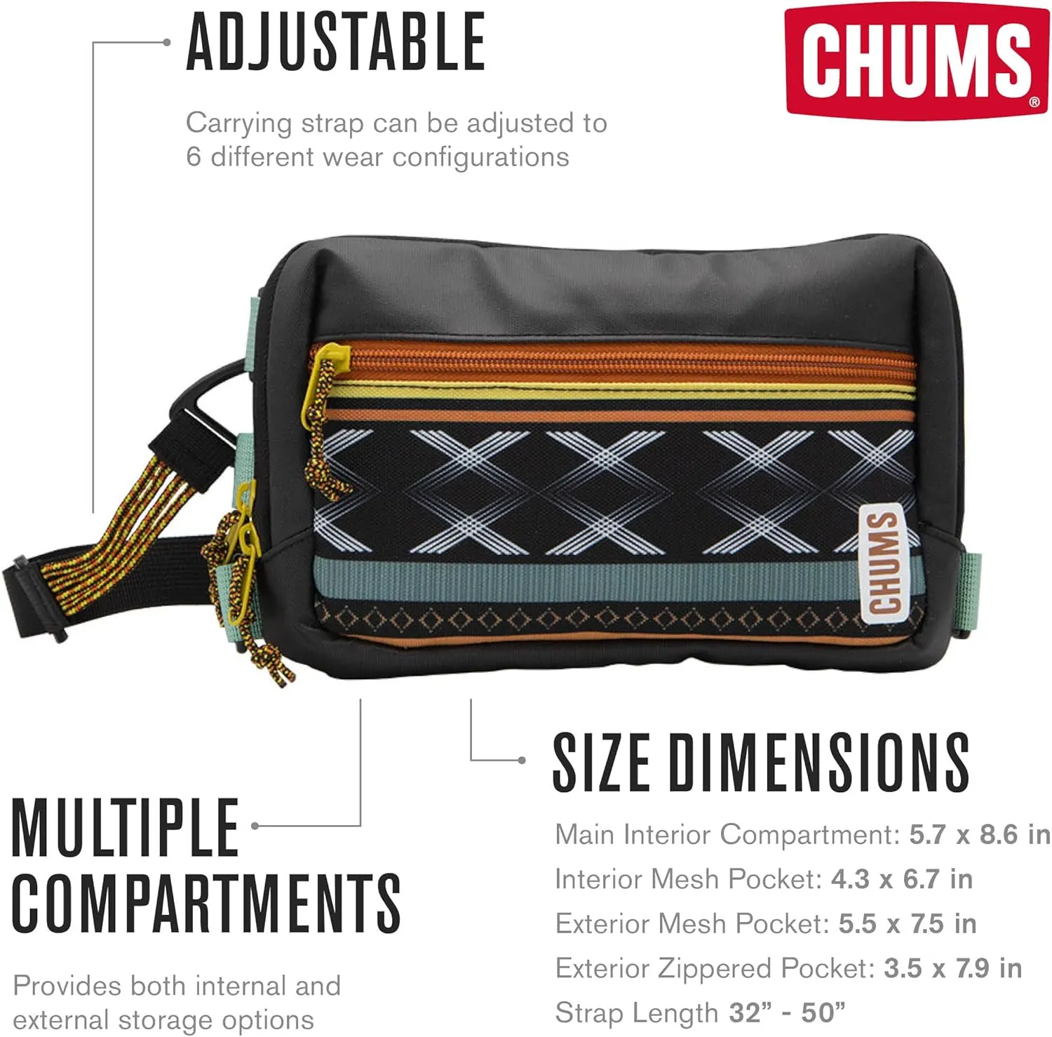 Chums Rover Crossbody Sling Bag for Women & Men ?C Convertible, Multi-Pocket Day Pack for Travel