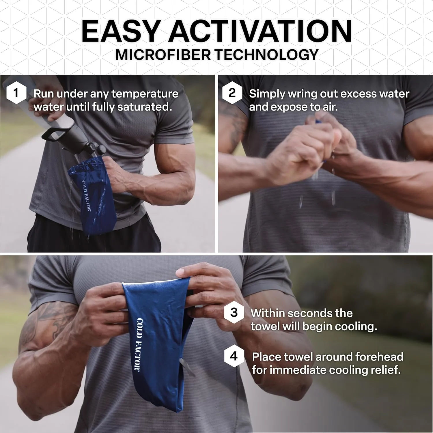 COLD FACTOR Instant Cooling Headband 3 Pack | Advanced Evaporative Comfort for Sports & Outdoor | UPF 50  Protection | Long-Lasting Coolness | Ideal for Fitness, Hiking, Yoga, & Running