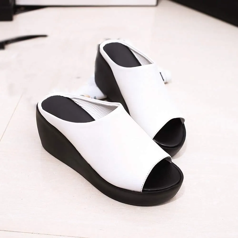 Comfortable Sandals for Women Causual Walking Wedges Sandal Open Toe Slip On Beach Platform Slides Summer Shoes