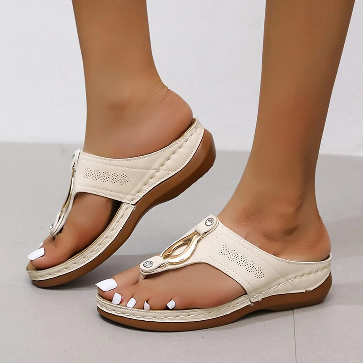 Comfortable Sandals for Women Orthopedic Wedge Flip Flop Arch Support Slide Platform Thong Sandal Slip On Summer Shoes