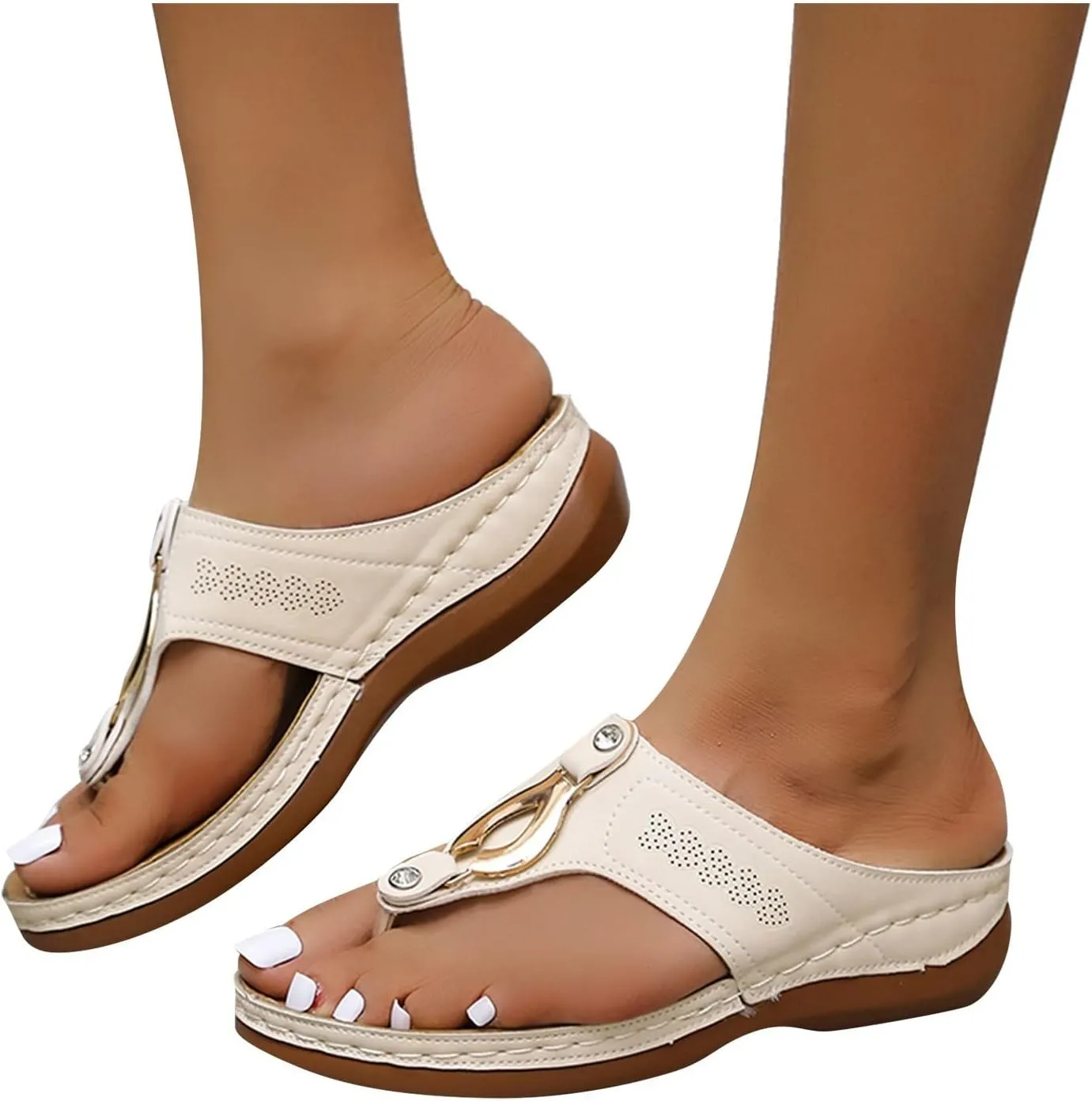 Comfortable Sandals for Women Orthopedic Wedge Flip Flop Arch Support Slide Platform Thong Sandal Slip On Summer Shoes